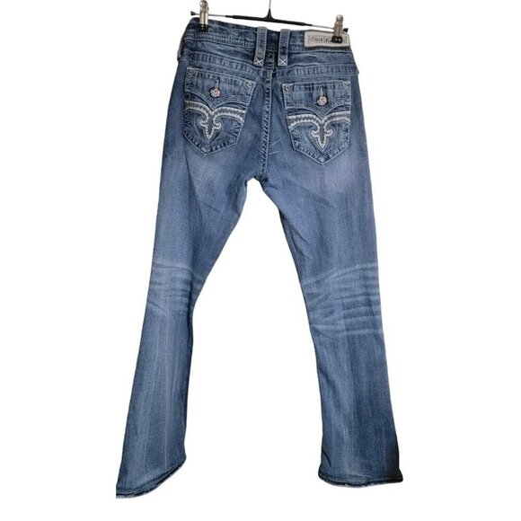 Rock Revival Denim - Rock Revival Jeans Womens 28 Blue Arda Boot Cut Distressed Boho Denim Flap Y2K